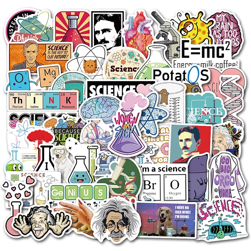 

50PCS/lot Science Experiment Chemical Programming Stickers DIY For Laptop Phone Suitcase Stationery Waterproof Graffiti Sticker