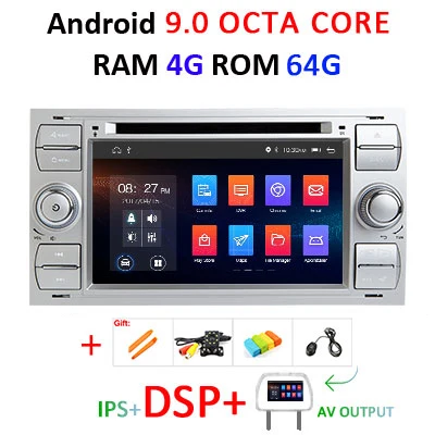 4G 64G DSP AVOUT-S DSP ips Android 9,0 2 din автомобильный DVD для Ford Mondeo S-max Focus C-MAX Galaxy Fiesta Transit Fusion соединяет мультимедийный плеер - Цвет: 4G 64G DSP AVOUT-S