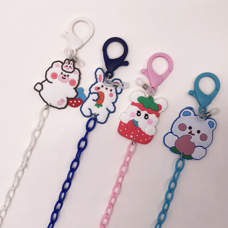 

Cute Cartoon Rabbit Pendant Long Mask Hanging Necklace Face Mask Anti-lost Strap Holder Acrylic Chain Necklace Kids Accessories