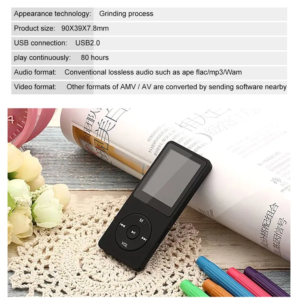 Hi-Fi мини воспроизведение MP3 MP4 без потерь Звук Музыкальный плеер fm-рекордер TF карта 80 часов
