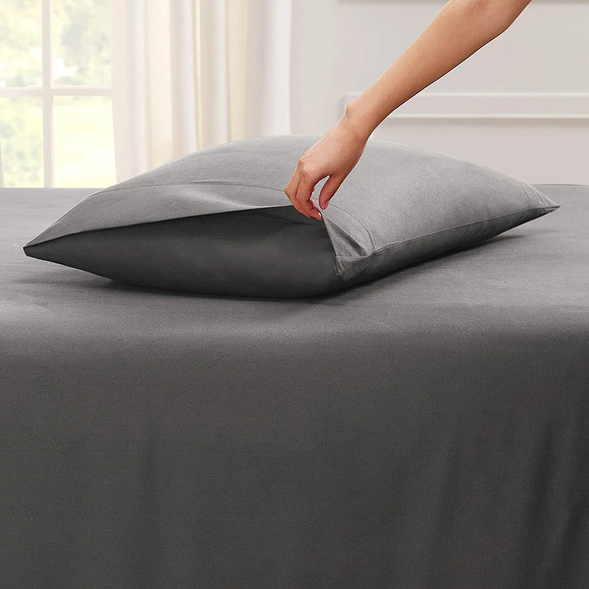 

2 pieces100% Cotton Pillowcase Solid Color Pillow Case Bedding Black Pillow Cover Envelope Custom Pillow Case Cover 40x60 40x70