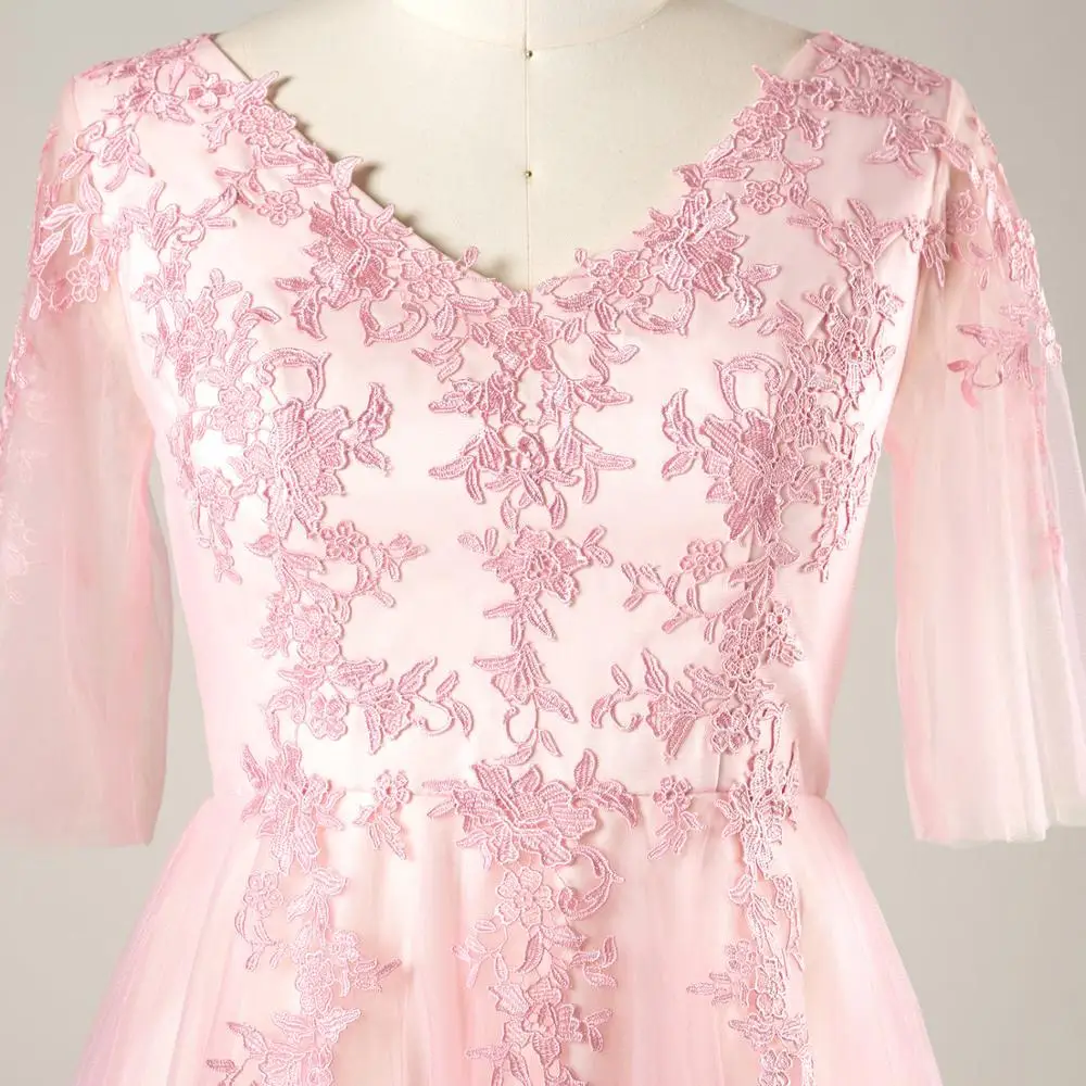 Вечерние платья трапециевидной формы с v-образным вырезом длиной до колена llusion