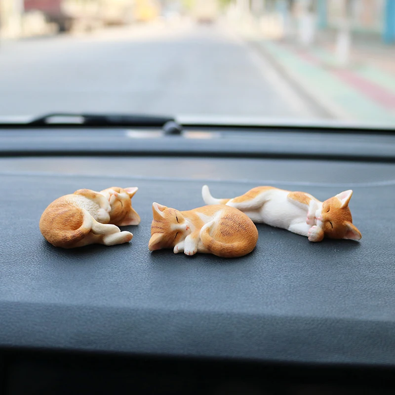 Модель кошки в положении сна модель котенка питомец из смолы милая Автомобильная