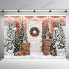 Зимние фон для фотосъемки Рождественская елка оленей розовая кирпичная стена фон вечерние баннер для студийной съемки с изображением штурвала