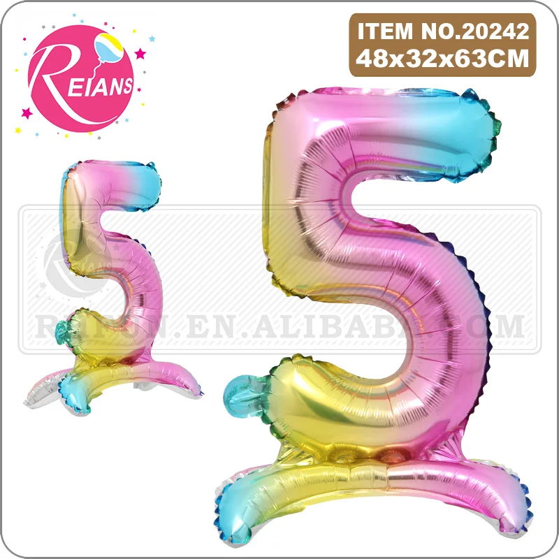 

32 inch Standing Rainbow Number Foil Birthday Party Decorations Kids Adult Gradient Color Wedding Anniversary Digital Balloons