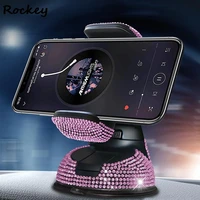 luxury crystal car cell phone mount for women girl universal bling rhinestone phone holder for dashboard windshield and air vent