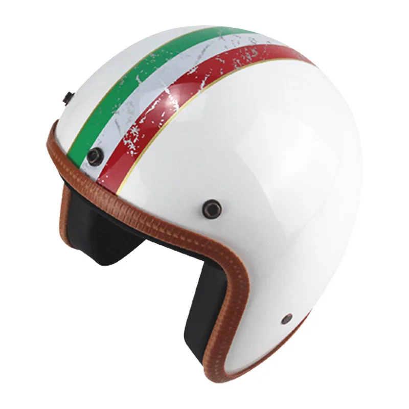 Calf Retro Helmet Personality Vintage HL Motorcycle Motor Car 3/4 Half Italian Stripes | Автомобили и мотоциклы
