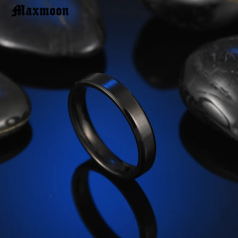 Женское и мужское обручальное кольцо Maxmoon простое тонкое из титановой стали