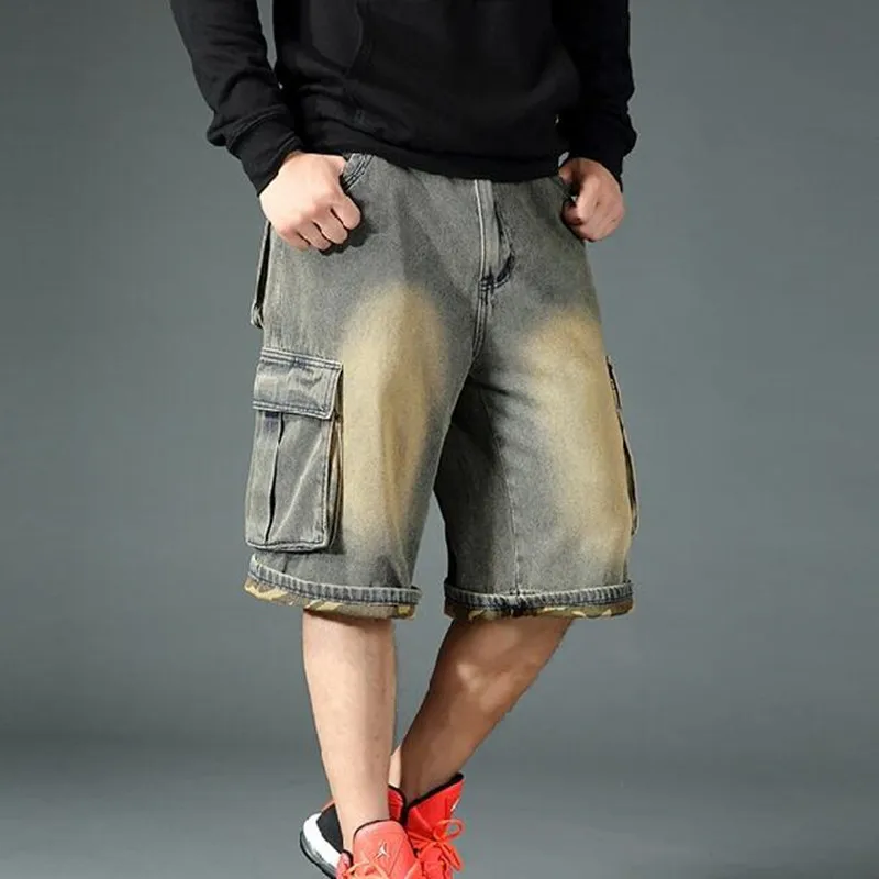 Джинсы мужские короткие прямые в стиле хип-хоп укороченные брюки из денима