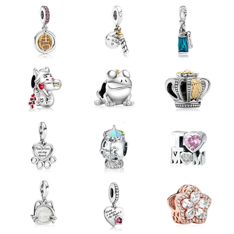 

New original personality creative blessed cow frog beaded Pandora rose gold diamond flowers suitable for ladies bracelet gifts
