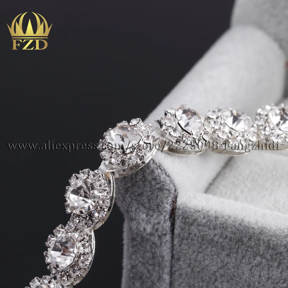 FZD оптовая продажа 30 ярдов 11 мм стразы кружка цепи серебряные аппликации дизайны