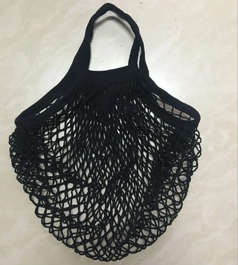 

1pc Large Cotton Totes Shopping Bag Foldable Mesh Net String Shopping Bags Reusable Tote Bags Fruit Storage Handbag