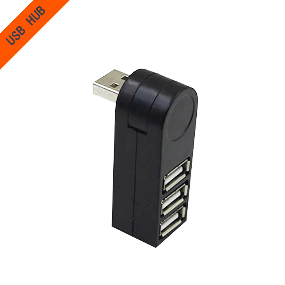 

Mini 3-port 1 PCS USB 2.0 Black Rotary Splitter Adapter Hub Suitable for PC Laptop Notebook