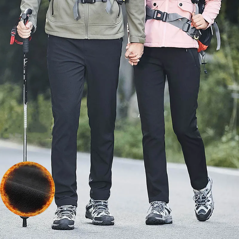 Мужские уличные теплые брюки осенне-зимние флисовые походные треккинговые