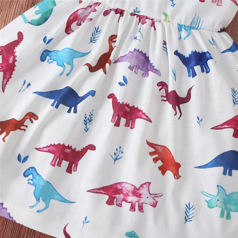 2020 Summer New Color Dinosaur Girls Dress Baby Girl Princess Dresses 2-6 Age Chlidren's Clothes Kids Party Costume Ball Gown | Детская