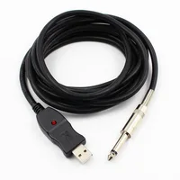 Guitar Bass 1/4 6.3mm To USB Interface Link Connection PC Audio Adapter Converter USB Guitar Cable 3M 50pcs