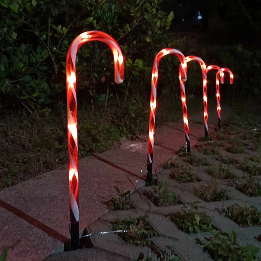 

Ground Plug Light Crutch With Five Lights Christmas Garden Festival Courtyard Decoration Lantern Solar Light String