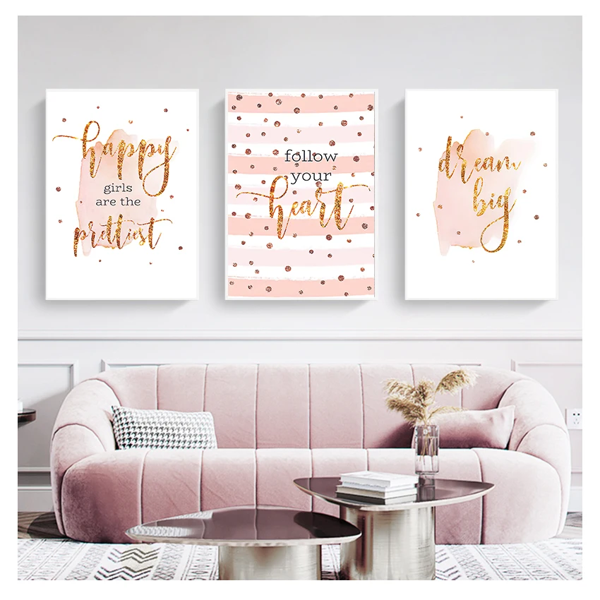 

Canvas Nursery Print Simplicity Art Painting Golden Wall Picture Nordic Kids Baby Bedroom Decor Motivational Text Quote Poster