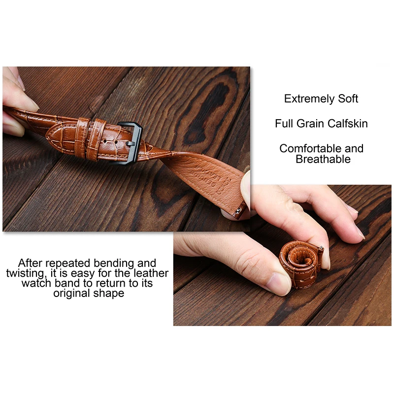 DEETLE Quick Release Watchband For Huawei Watch GT 2 Pro TISSOT Samsung Galaxy Watch Active2/3 Leather Strap Watch Accessories