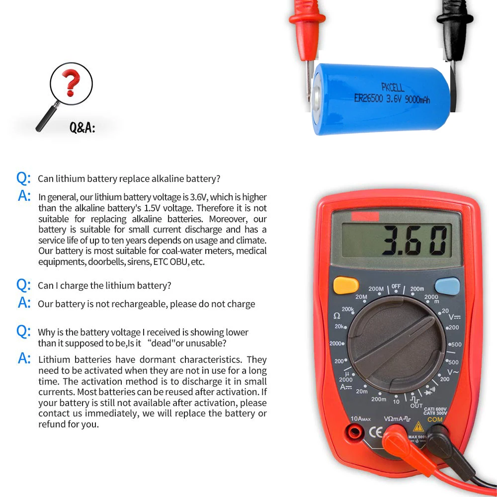 30 шт. 26500 ER26500 3,6 V 9000 мА/ч, Батарея литий Li-SOCl2 C ER 26500 9A Batteria превосходное LR14 R14P мА/ч. аккумулятор