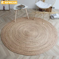 Phil Hand-made Waterweed Woven Circular Nordic Minimalist Jute Living Room Bedroom Study Coffee Table Decorative Carpet
