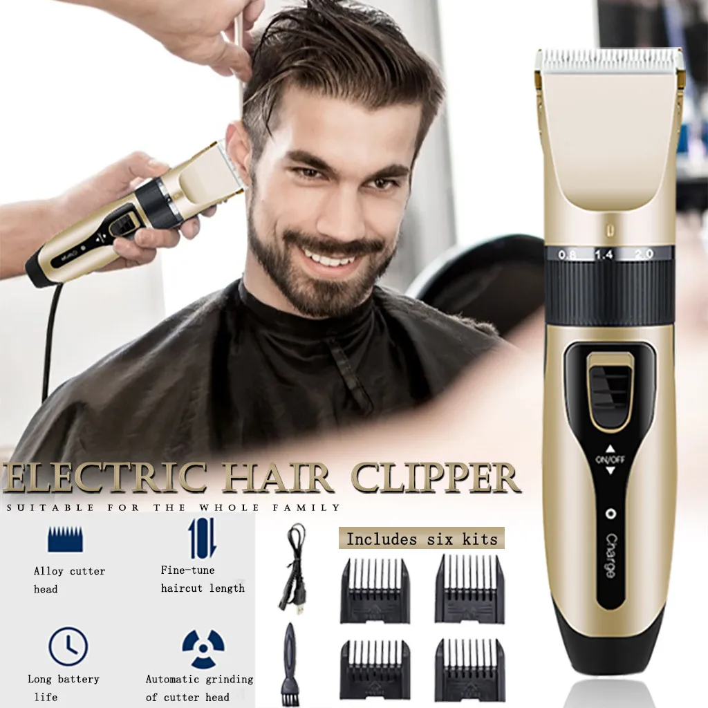 

haircut Metal Professional waterproof Hair trimmer Clipper Electric Cordless Hair Grooming Home body face hair clipper Haircut #