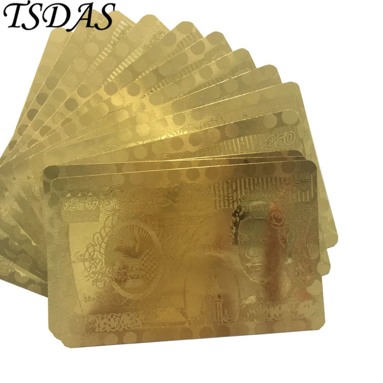 Одна палуба пластиковые карты покер с Великобритании 50 фунтов версия 24K Золотая