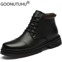 2021 spring mens ankle boots casual genuine leather shoes male combat army boot man winter military snow boots for men hot sale