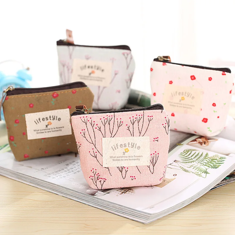 

Unisex Canvas Coin Bag Purse Women Stripe Coin Money Card Holder Wallet Case Zipper Key Storage Pouch for Kid Girl Gifts