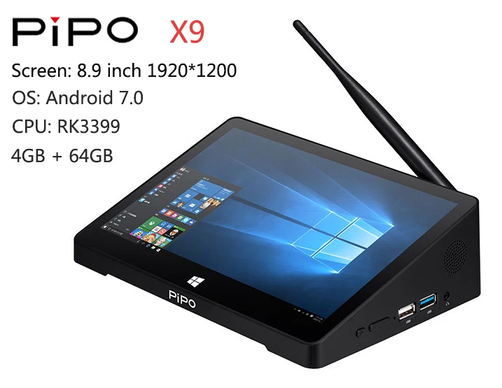 4G 64G Android 7.0 Pipo X9s/X9 мини ПК Z8350/RK3399/RK3288 8,9 дюймов 1920*1200 Win10/Android 7,0/планшетный ПК Linux 4G 64G/2G 32G HDMI BT RJ45 - Цвет: 4G 64G Android 7.0