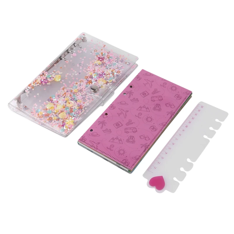 

29 Pieces Glitter Binder Cover A6 PVC Binder Cover Sets 2 Sheets Label Sticker for Home School Bill Planner