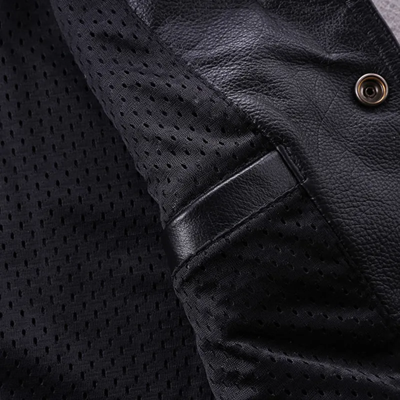 

2021 Black Motorcycle Style Genuine Leather Vest Men Single Breasted Large Size 4XL Real Natural Cowhide Spring Short Slim Coat