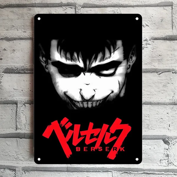 

Manga Berserk Graphic Tin Sign Home Pubs & Bars Poster Wall Art Poster Coffee Garden Office Man Cave Club Metal Tin Sign