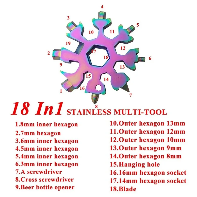 20-in-1 Multi-tool Screwdriver Snowflake Portable Outdoor Pocket Tool Wrench Ratchet Combination Corkscrew Christmas Gift Set | Дом и сад