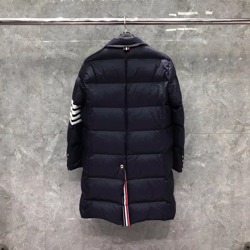 TB THOM Men's Winter Jacket Down Jackets Fashion Brand Navy Overcoat Down-Filled Matte Nylon 4-bar Stripe Wholesale TB Jacket