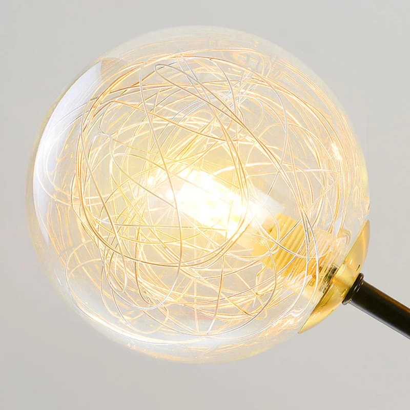 

Nordic LED Chandelier Tree Lighting Glass Ball Hanging Chandeliers Lights in the Living Room Bedroom Study Amber Clear Glass