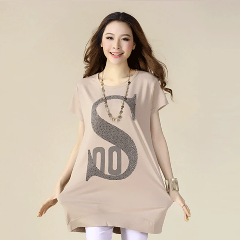 Летняя хлопковая Футболка большого размера женская футболка с коротким рукавом
