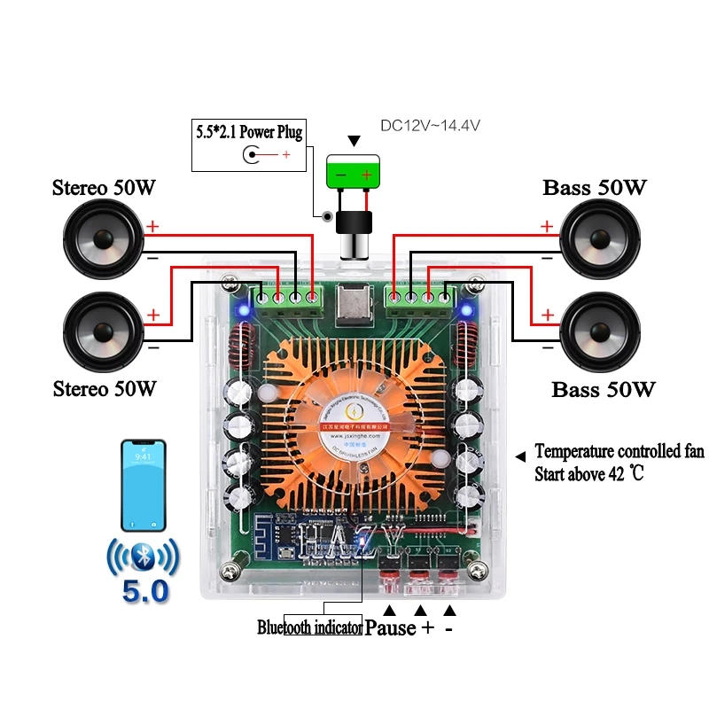 Hi-Fi Bluetooth 5 0 TDA7850 4-канальный 50 Вт * 4 автомобильный стерео аудио сабвуфер усилитель