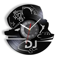 dj music vinyl record clock disc jockey turntable record player mixer vinyl album wall clock night club radio sound handicraft