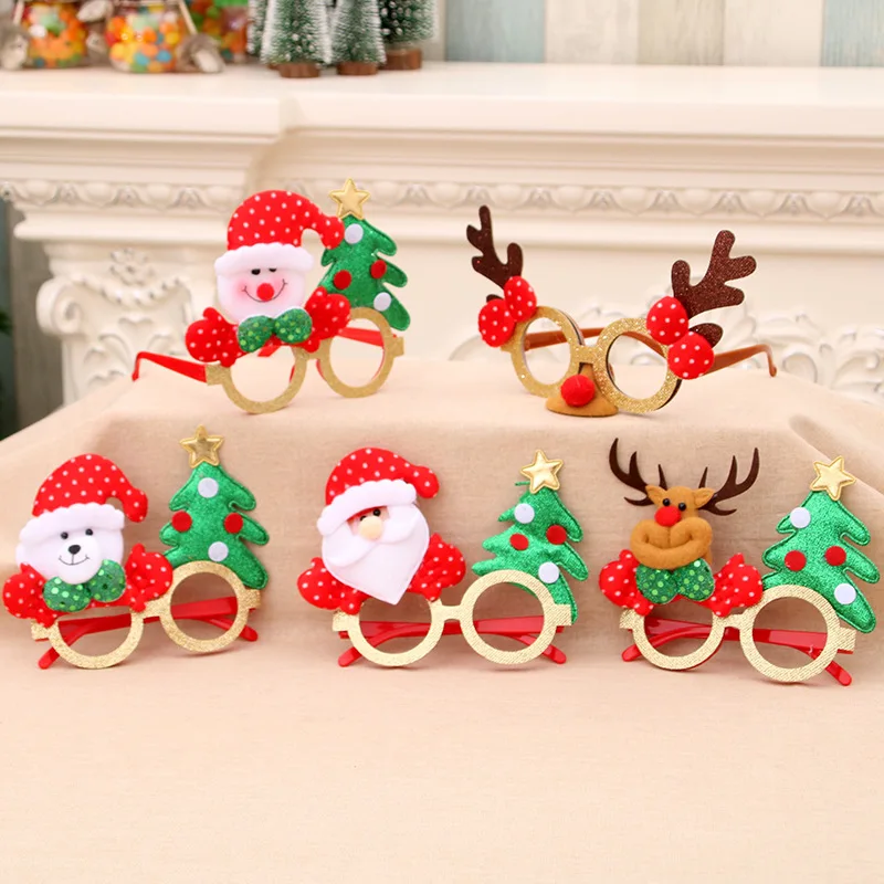 

Cartoon Glasses Christmas Party Creative Gifts Santa Claus Snowman Elk Cartoon Antlers Glasses Children's Toys Xmas Decoration