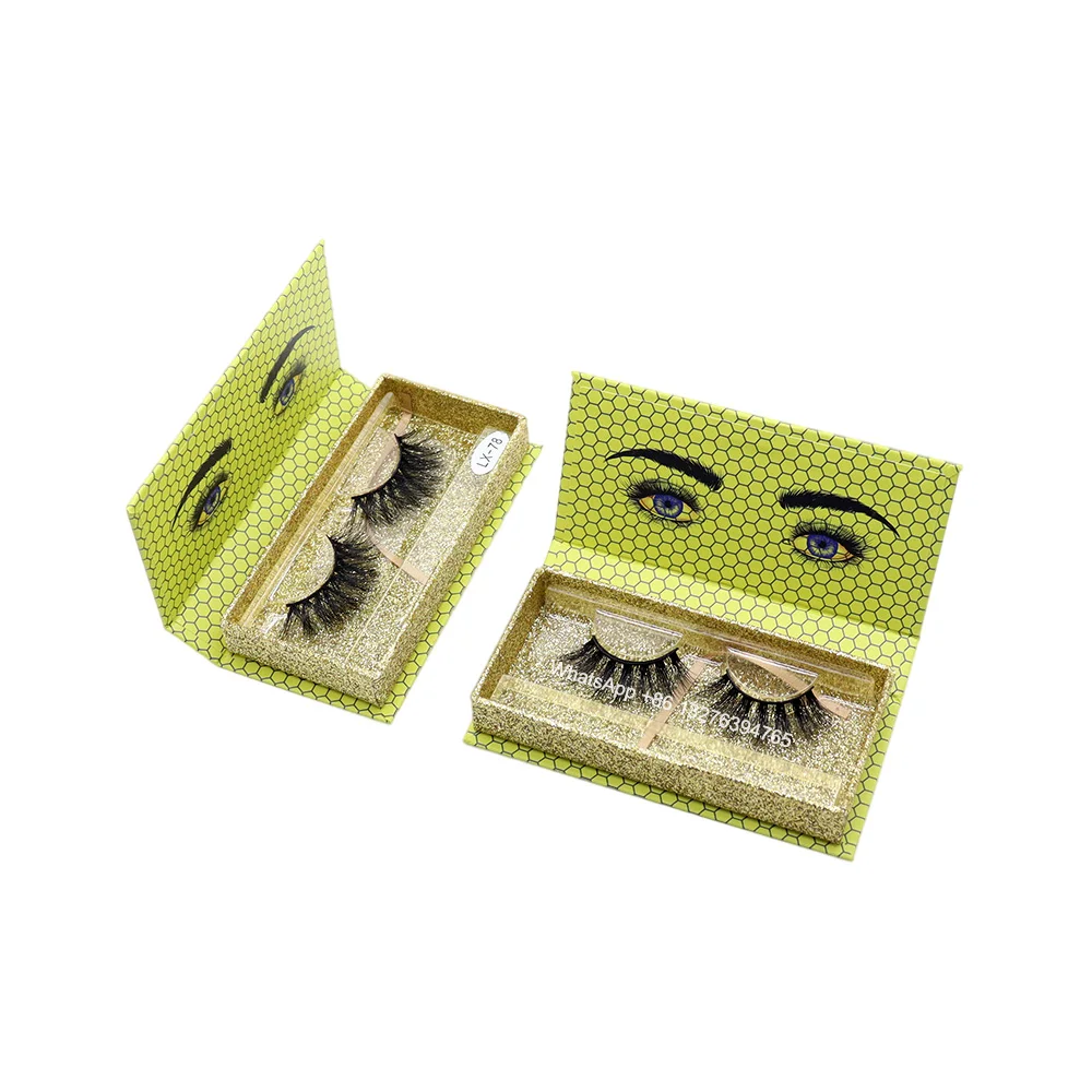 Искусственные желтые Чехлы для ресниц Индивидуальная коробка упаковки норковых