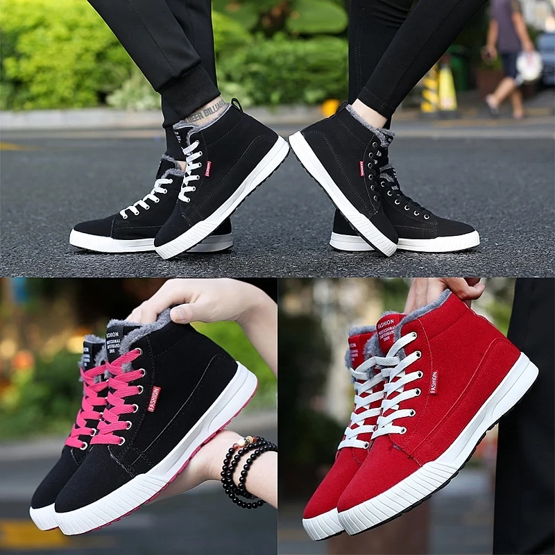 Зимняя обувь для влюбленных пар Высокая теплая Модная Мужская и женская