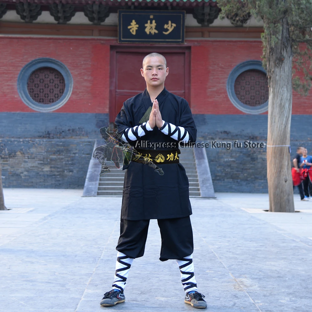 Black Cotton Shaolin Kung fu Uniform Martial arts Tai chi Wing Chun Suit Kids Adults Wushu Clothes