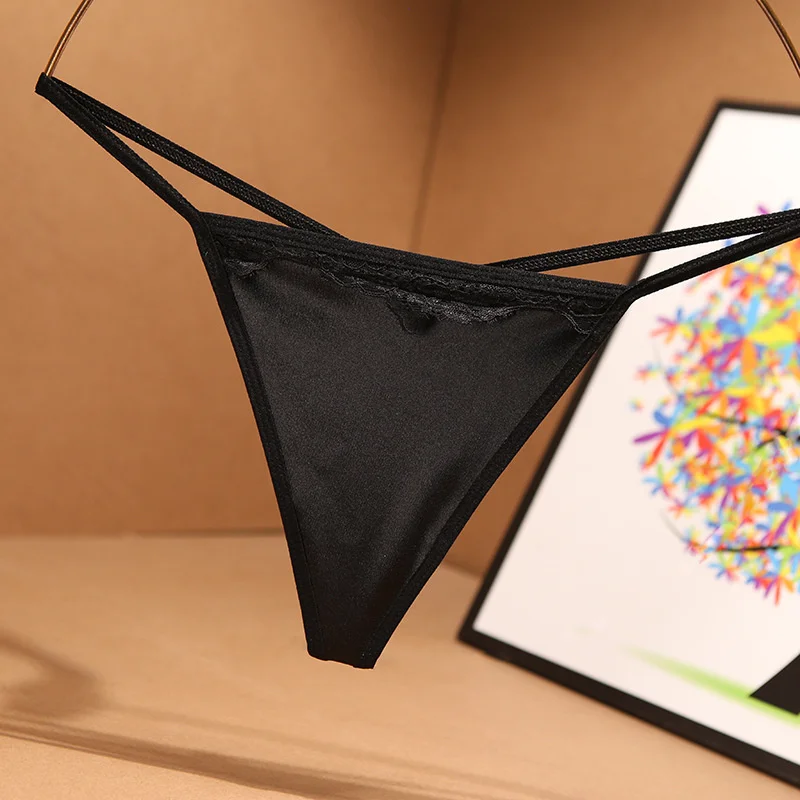 

Women's Sexy G-String Lingerie Panties Hot Simulation Silk Satin Women's Underwear Panties Seamless Thin Belt Triangle Thong
