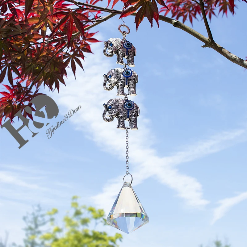H& D DIY счастливый Хамса турецкий синий сглаза Кристалл Шарм Suncatcher кулон ветер колокольчик амулет дома стены сада висячие украшения