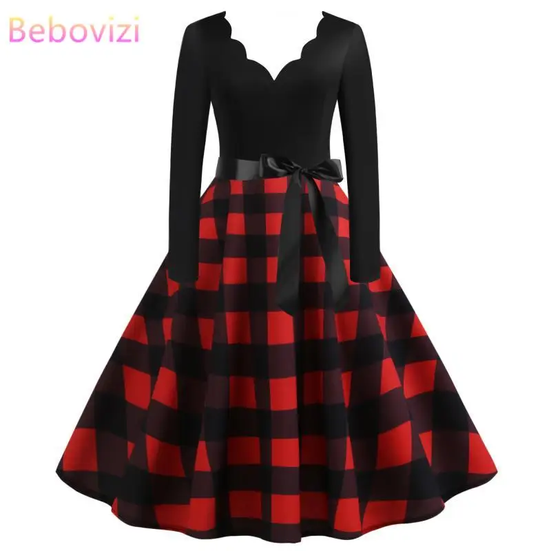 2020 на осень и весну женские осенне платье с длинным рукавом в стиле ретро