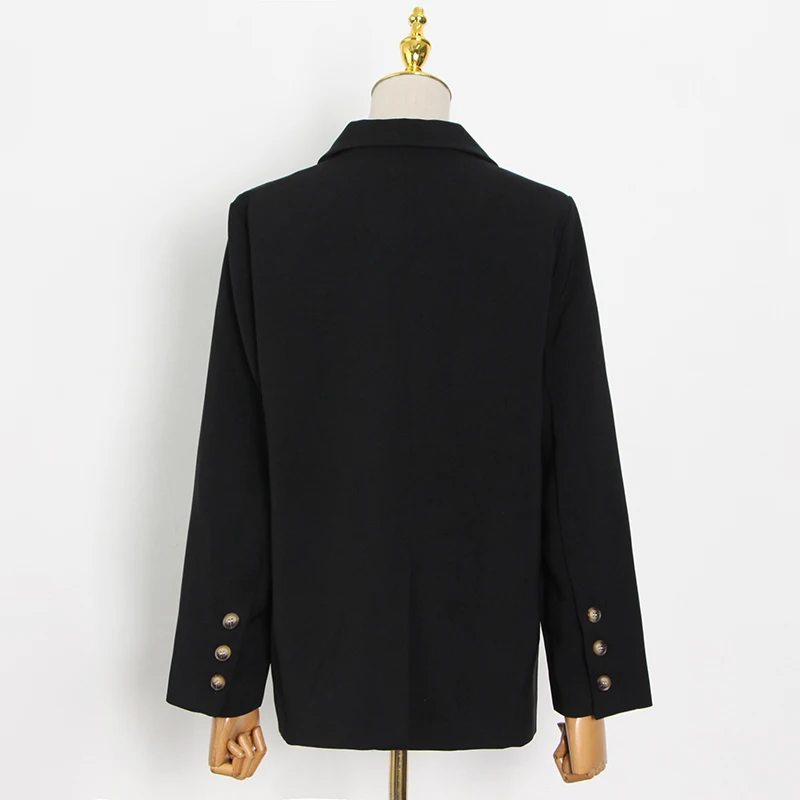 

VGH Casual Blazers For Women Notched Long Sleeve Patchwork Hit Color Loose Designer Coats Female 2021 Spring Clothes Fashion New
