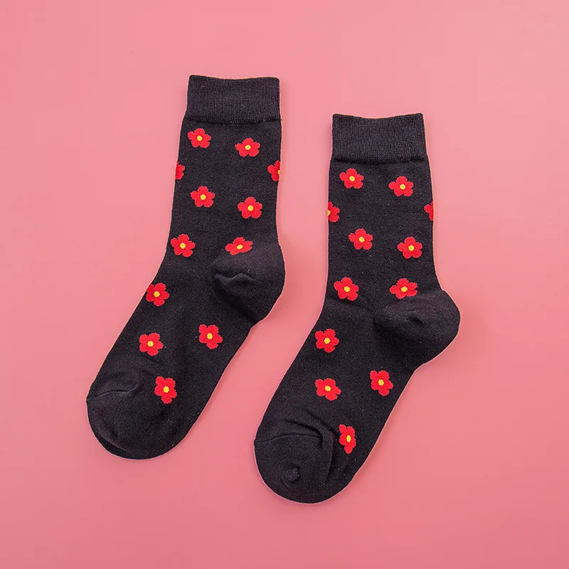

2021 Summer Fashion New Colorful Flower Socks Japanese Cartoon Pattern Classic Cotton Trendy Women's Socks Harajuku Street Style