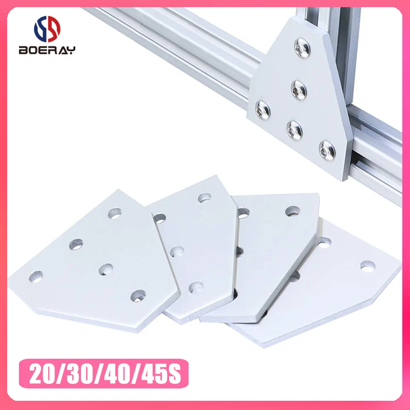 

4pcs 2pcs 1pcs Strong Corner Angle Bracket Connection Joint Strip Board for Aluminum Profile 2020 3030 4040 4545 with 5 holes