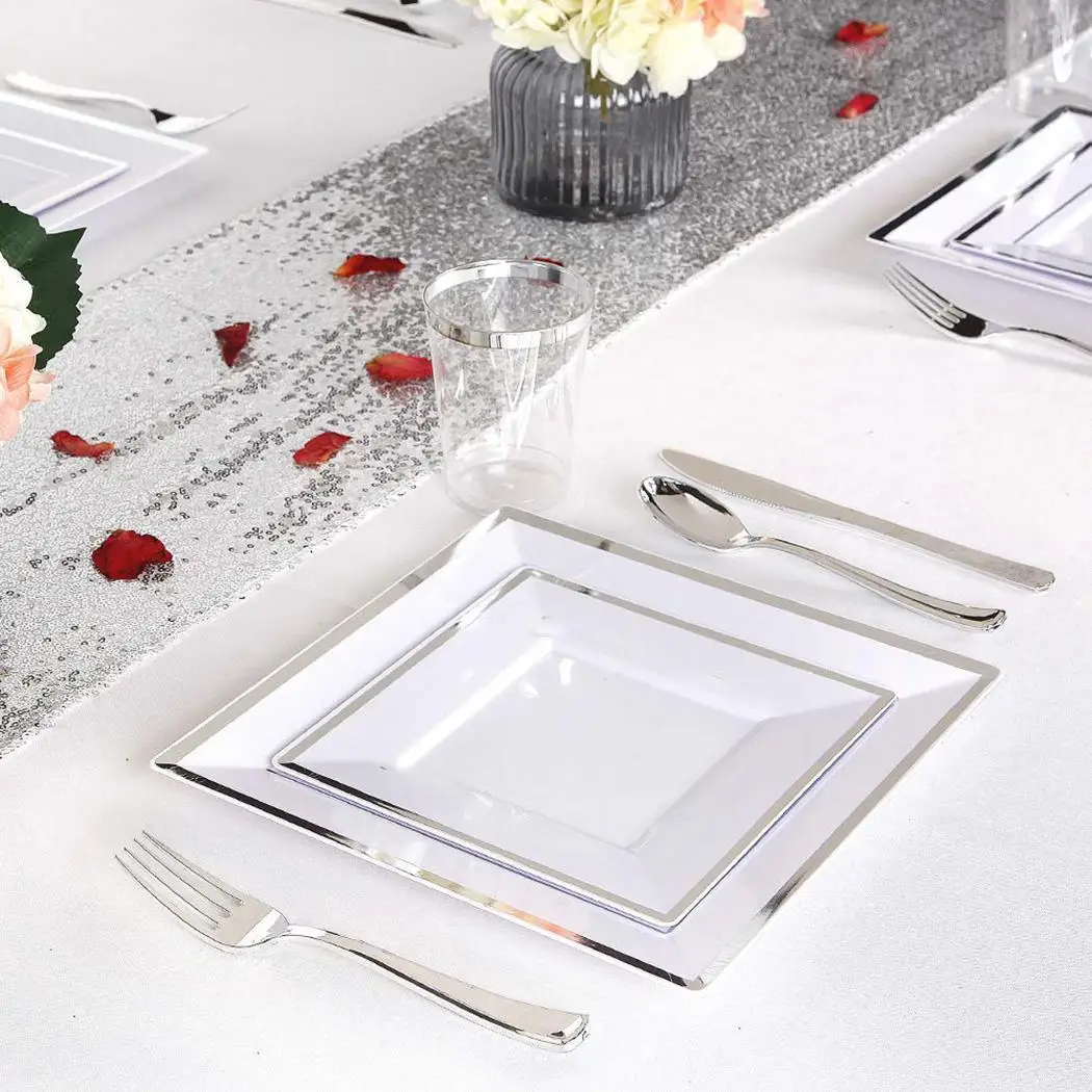 Прочная квадратная форма одноразовая пластиковая пластина 6 шт домашние